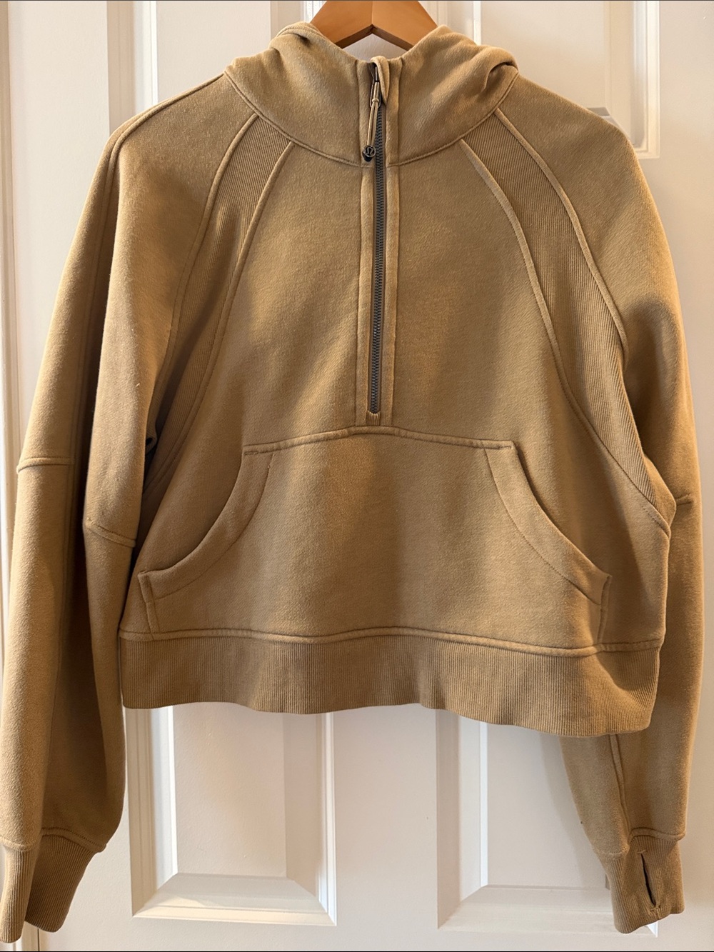 lululemon athletica Tan Half-Zip Hooded Sweatshirt